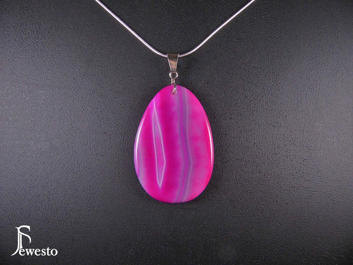 Pembe Druzy Geode Akik Doğal Taş - Kadın Kolye
