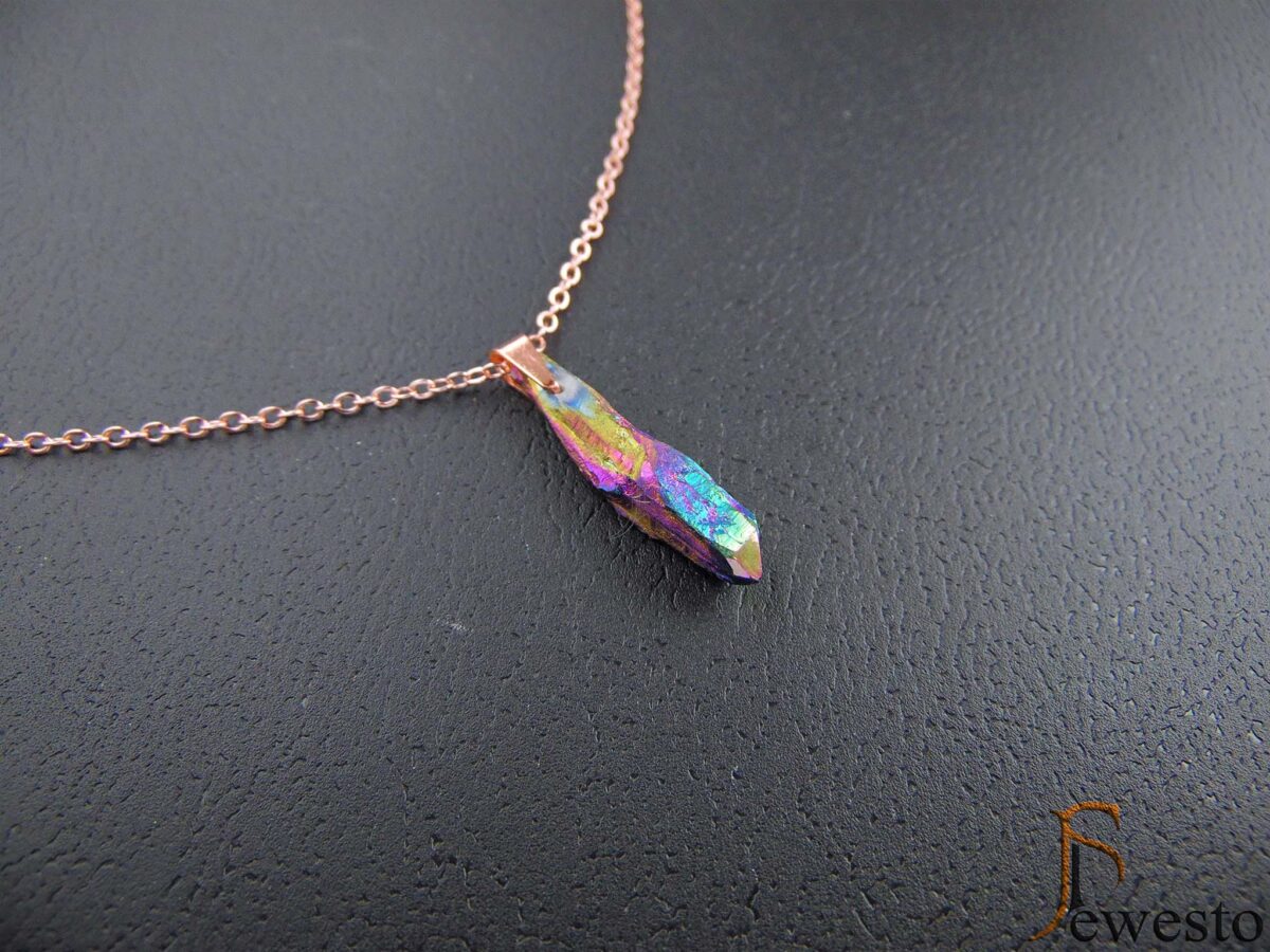Titanyum Aura Kuvars Doğal Taş - Unisex Kolye